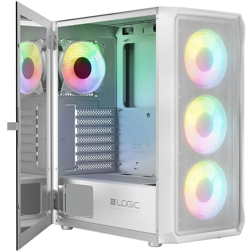 Корпус LogicConcept PORTOS MESH+GLASS ARGB fans 4x120 мм WHITE без БЖ ATX (AT-PORTOS-20-0000000-0002) - фото 5