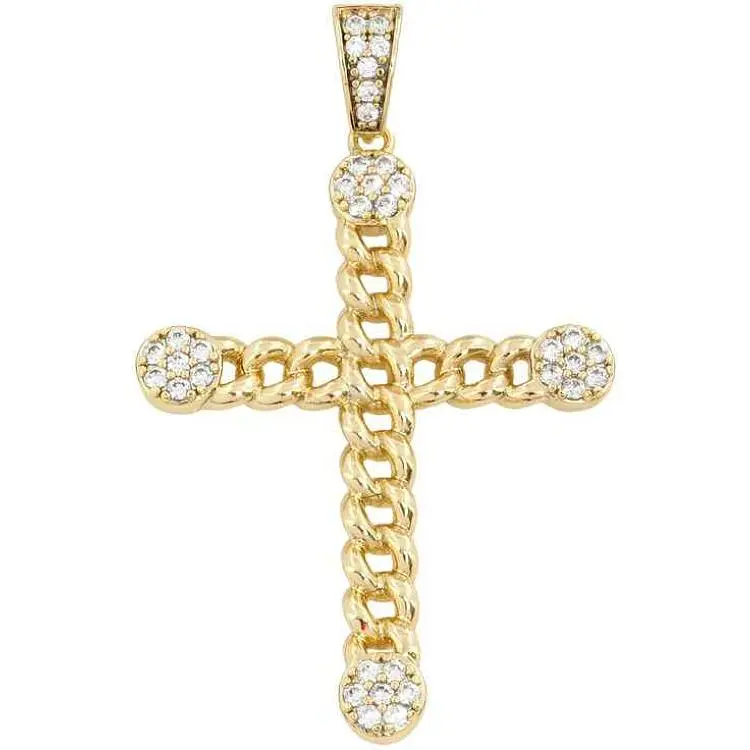 Кулон XUPING Позолота 14K "Хрест візерунок ланцюжок із цирконієм" для ланцюжка до 5мм (212411)