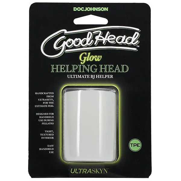 Мастурбатор Doc Johnson GoodHead Glow Helping Head, наскрізний, світиться в темряві - фото 5