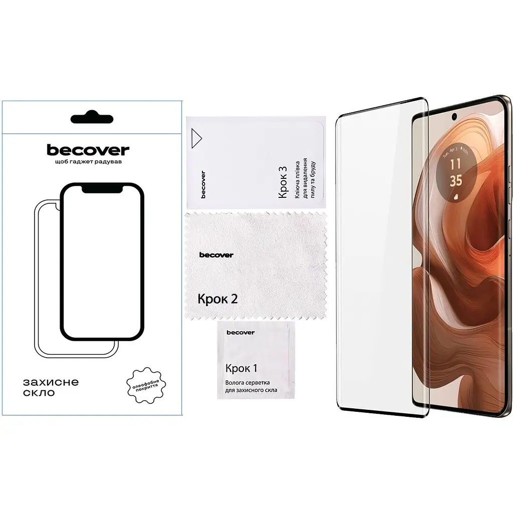 Захисне скло BeCover Edge для Motorola Edge 50 Ultra Black (712345) - фото 2
