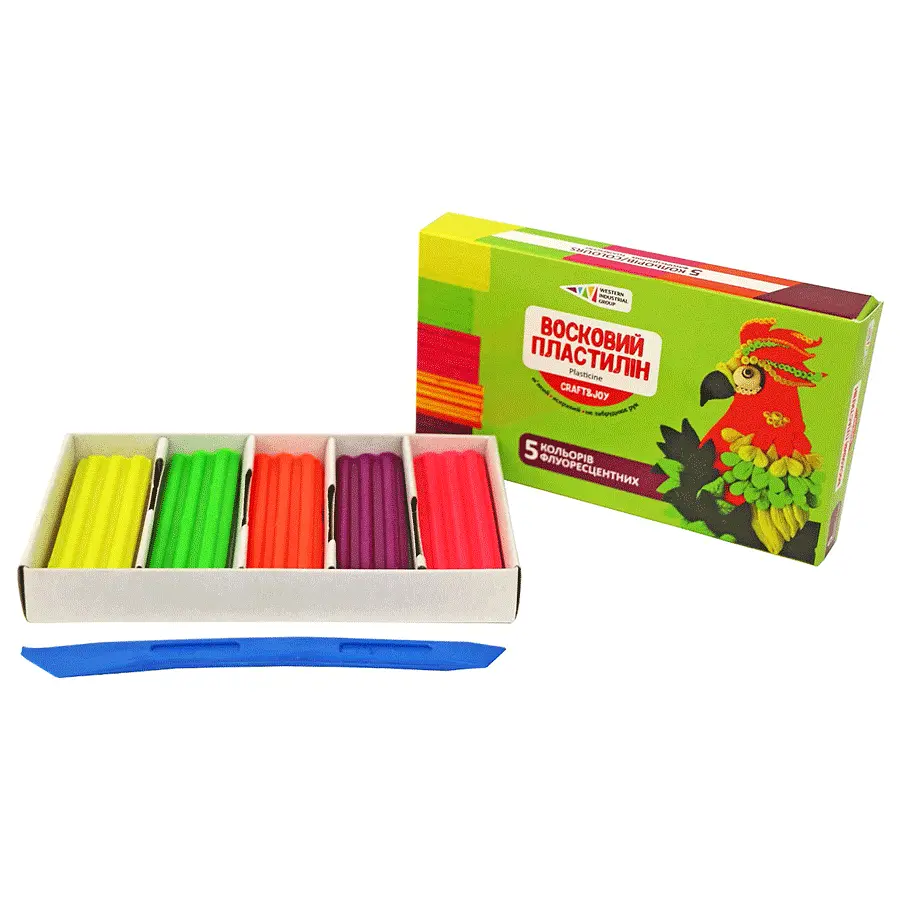 Пластилін восковий Craft & Joy флуоресцентний із 5×60 г ГАММА