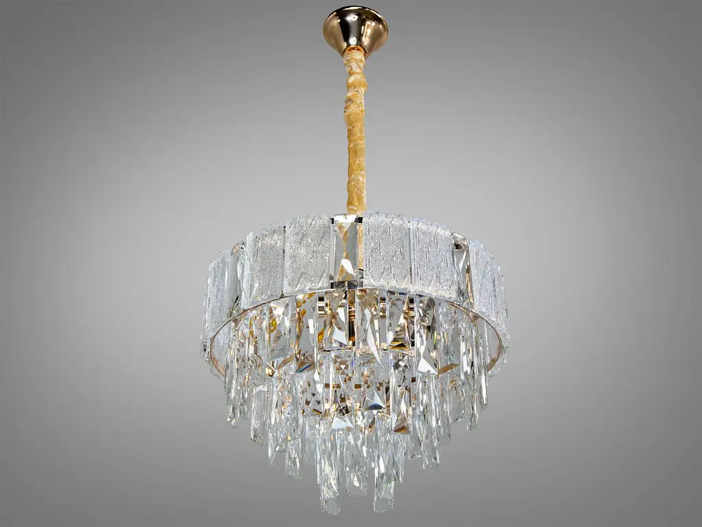 Люстра стельова Diasha 327-400GD, 5xE14, 220V, золотистий кришталь, 75 см, для коридору, вітальні, спальні - фото 2