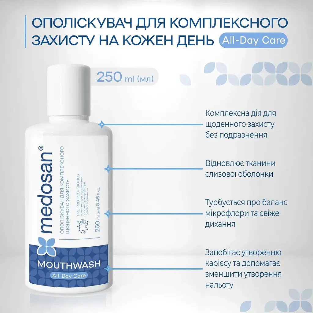Ополаскиватель для комплексной ежедневной защиты All-Day Care Medosan 250 мл - фото 2