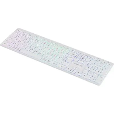 Клавіатура Canyon HKB-W11 Slim Dual Mode Wireless/Bluetooth RGB UA White (CNS-HBTK11W) - фото 2