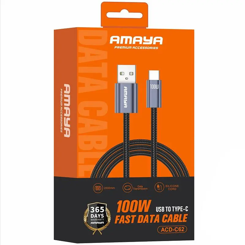 Дата кабель Amaya C62 USB to Type-C 100W (2m) Gray - фото 2