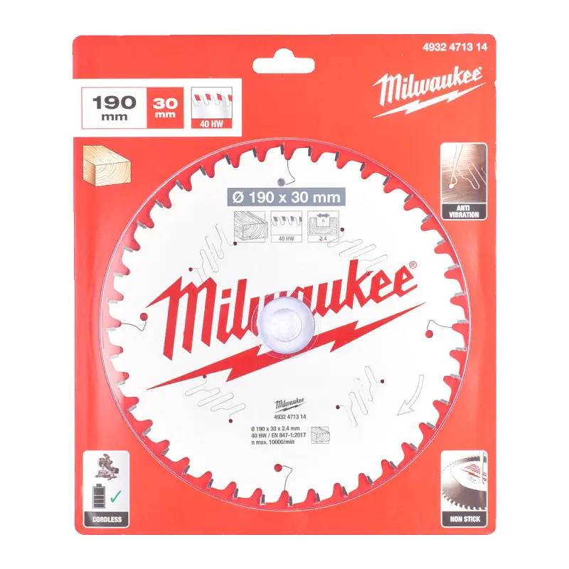 Диск пиляльний по дереву для торцювальних пил PFTE MILWAUKEE, діаметр 190х30х2,4мм, 40 зуб. - фото 2