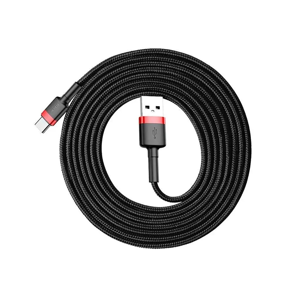 Кабель Baseus Cafule USB-A to USB-C 3m Red/Black (CATKLF-U91) [169554] - фото 4