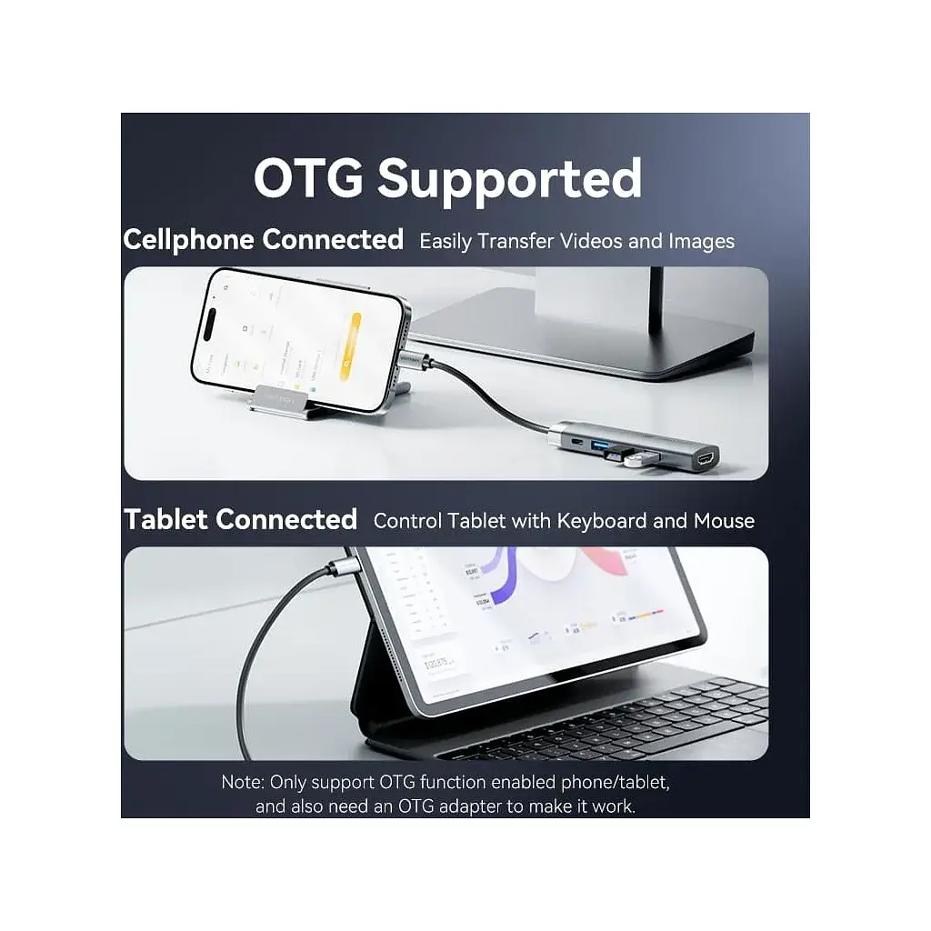 Концентратор Vention USB-C 5-in-1 3xUSB 3.0 + HDMI 4K60Hz + USB-C PD100W gray (TGMHB) - фото 11