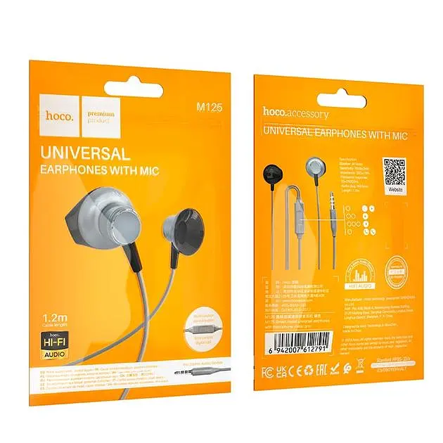 Дротові навушники Hoco M125 Smart metal універсальні earphones with microphone, 3.5mm, 1.2m, metal-grey - фото 3