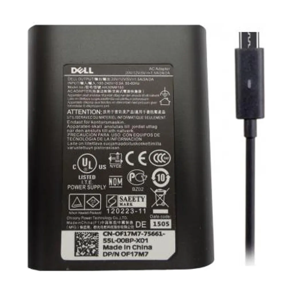 Блок живлення до ноутбуку Dell 30W 20V, 1.5A + 12V, 2A + 5V, 2A, разъем USB Type C, Oval-ко (DA30NM150) - фото 2