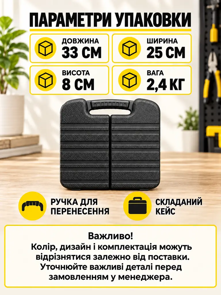 Набір ручних інструментів 129 предметів у кейсі для дому та ремонту чорно-жовтий (37261115) - фото 3