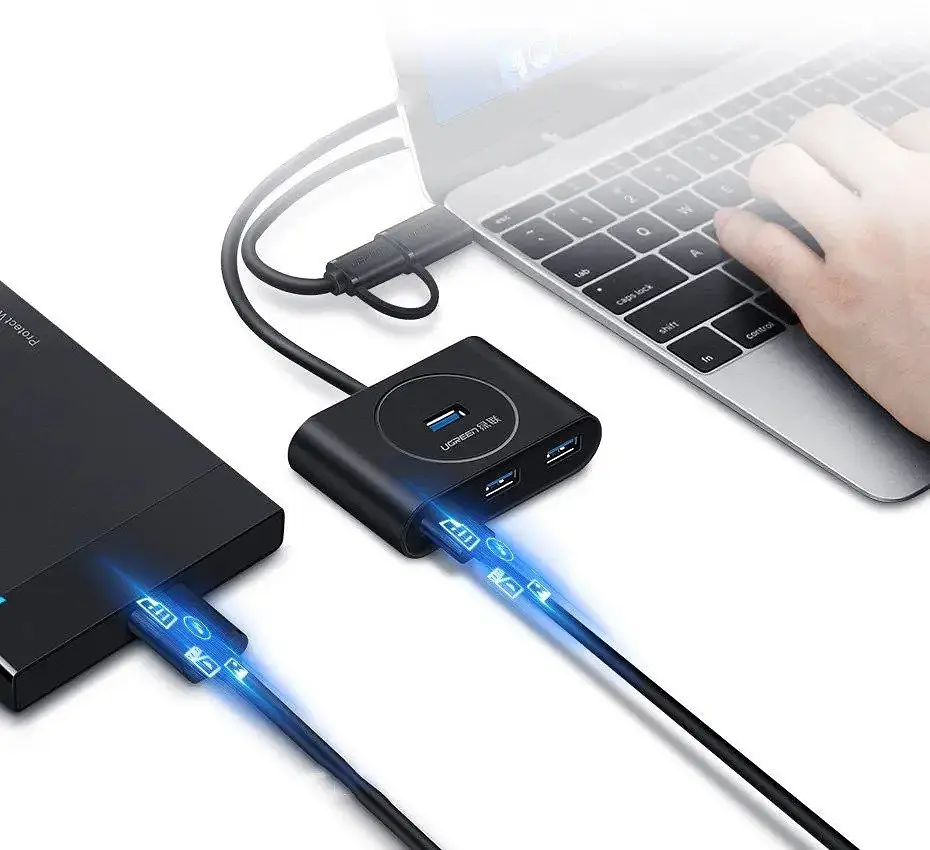 USB-хаб UGREEN USB 3.0 Hub 0.5m (чорний) - фото 3