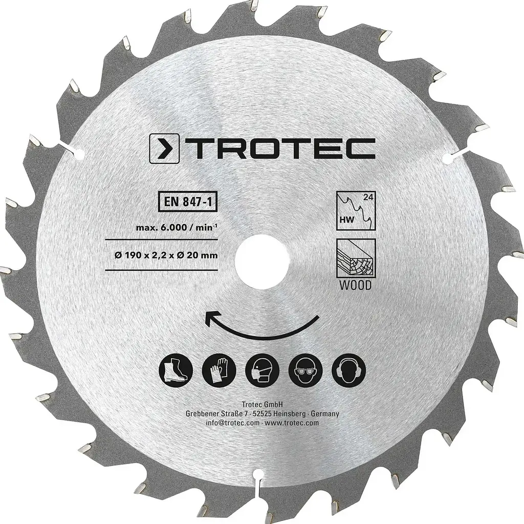 Набір дисків пиляльних Trotec для циркулярної пили 190 х 20 х 2.2 HW24 Wood 3 шт. - фото 2