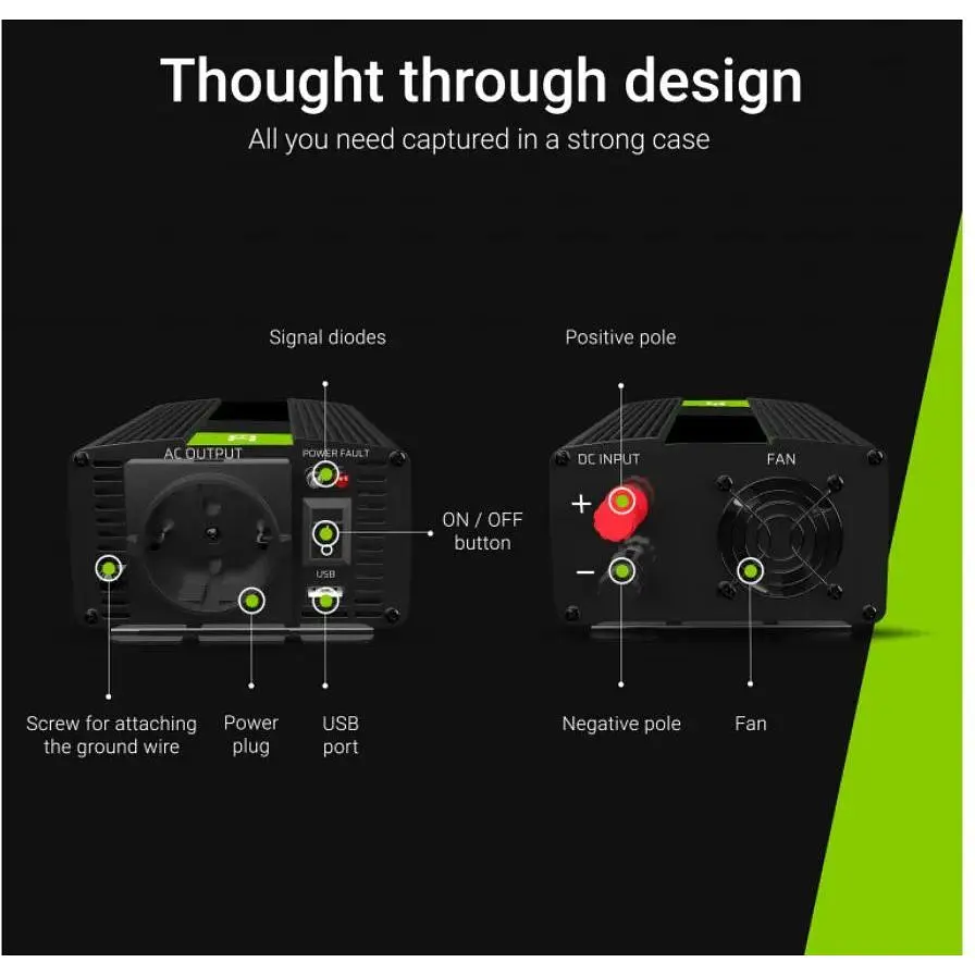 Перетворювач напруги інвертор Green Cell 24V на 230V 1500W/3000W - фото 5