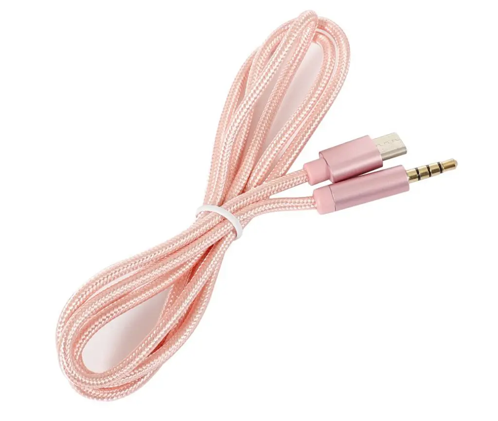 Кабель AUX Type-C-TRRS Audio 3.5мм Male/Male 1м Pink