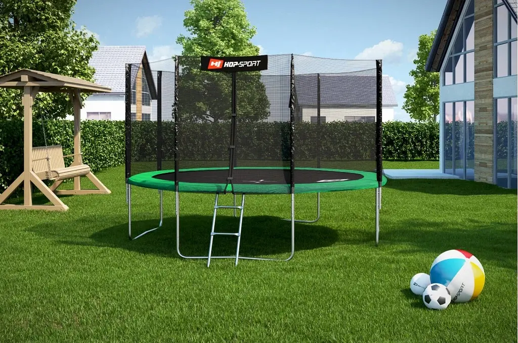 Батут Hop-Sport 12ft с наружной сеткой 366 см зеленый - фото 11