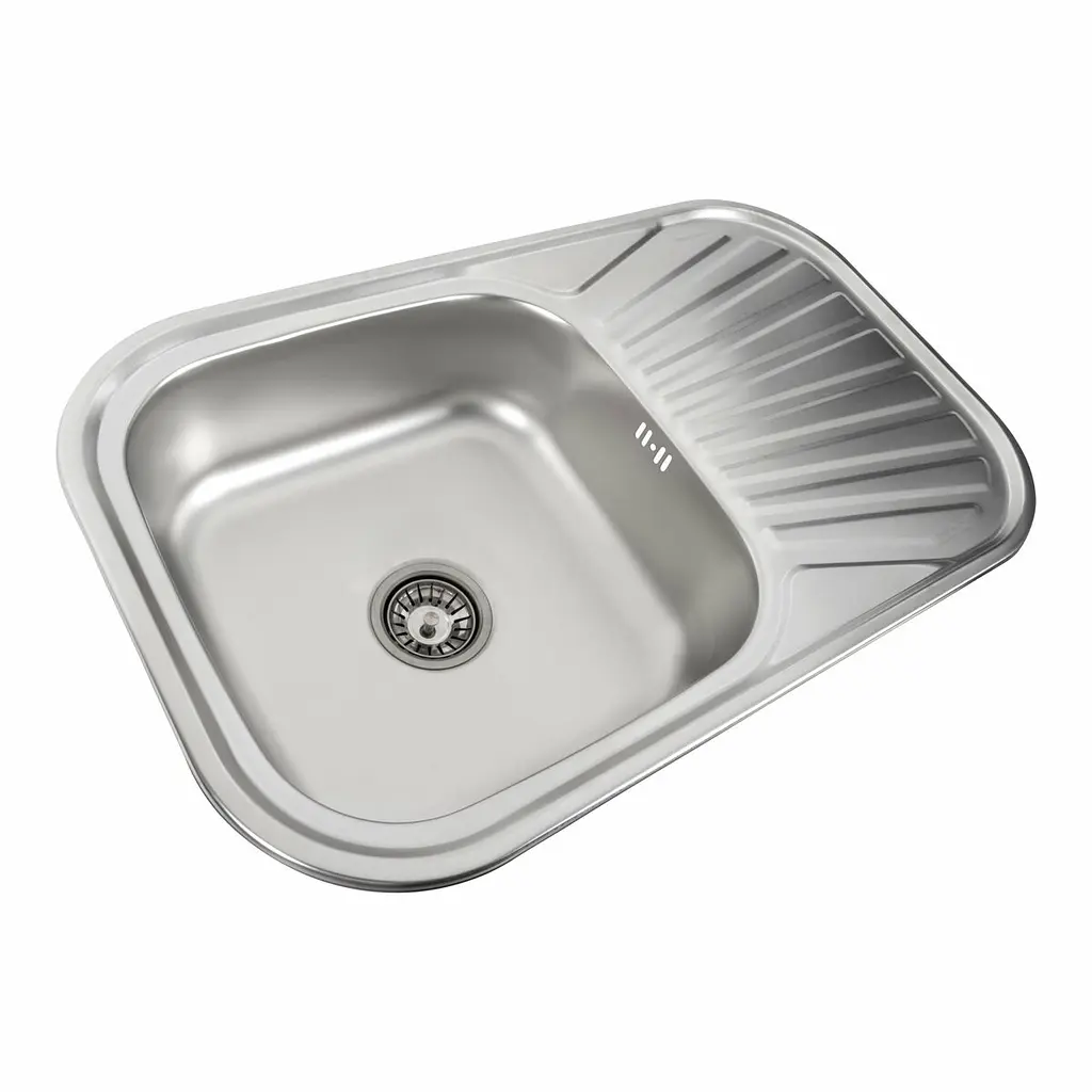 Кухонна мийка з нержавіючої сталі закруглена Platinum сатин 7848 (0,8/180 мм), R, Satin - фото 2