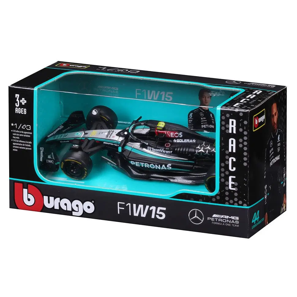 Колекційна автомодель Mercedes-AMG F1 W15 Performance (2024) Bburago 18-38208, 1:43 масштаб - фото 7