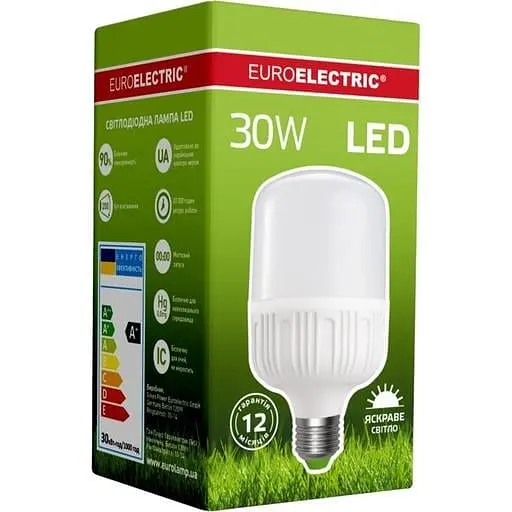 Світлодіодна лампа Euroelectric LED Надпотужна Plastic 30W E27, 4000K (40) (LED-HP-30274(P)) - фото 3