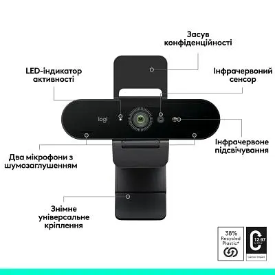 Веб-камера Logitech Brio 4K Ultra HD for Business Graphite (960-001746) - фото 5