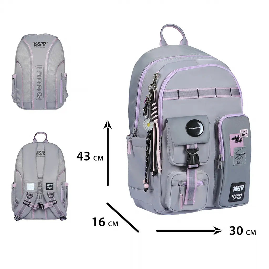 Рюкзак шкільний Yes TS-43L Rebel Soul 43х30х16 см сірий (550479) - фото 4