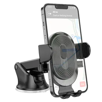 Кріплення для телефонa Borofone BH85 Experience one-button car holdercenter console чорний - фото 2