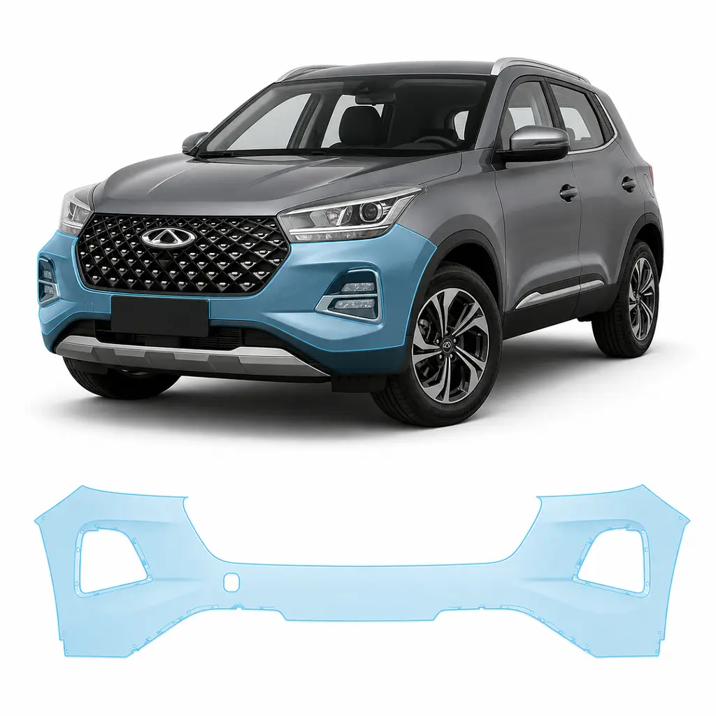 Антигравійна захисна бронеплівка за лекалами для Chery Tiggo 4 Pro 2023- передній бампер