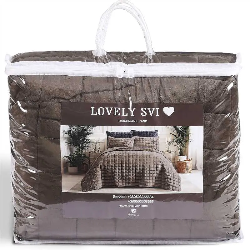 Набір Lovely Svi 3 шт: покривало 180 х 220 см і 2 наволочки 50х70 Вельвет Люкс всі сезони Squared Blue (710326) - фото 5