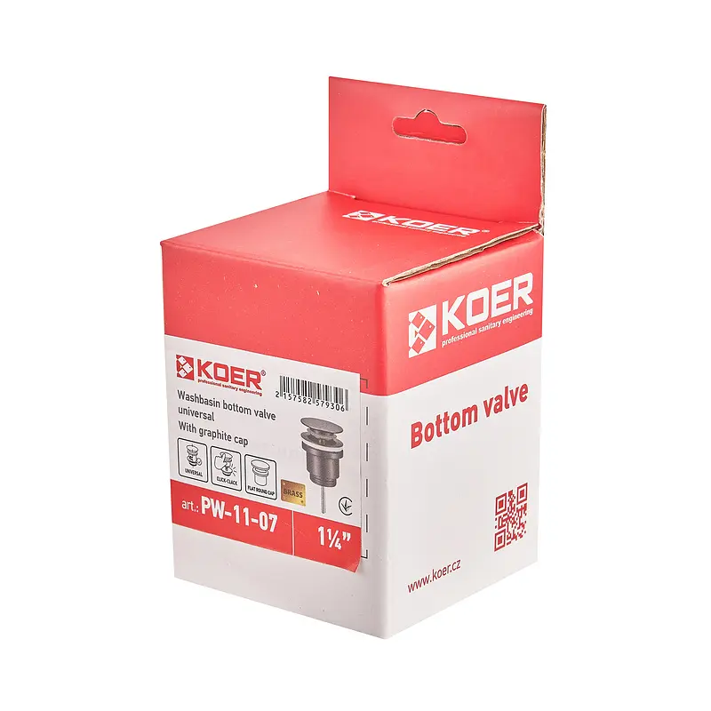 Донний клапан для раковини Koer PW-11-07 універсальний Click-Clack 1 1/4″ Графіт KR5793 - фото 8