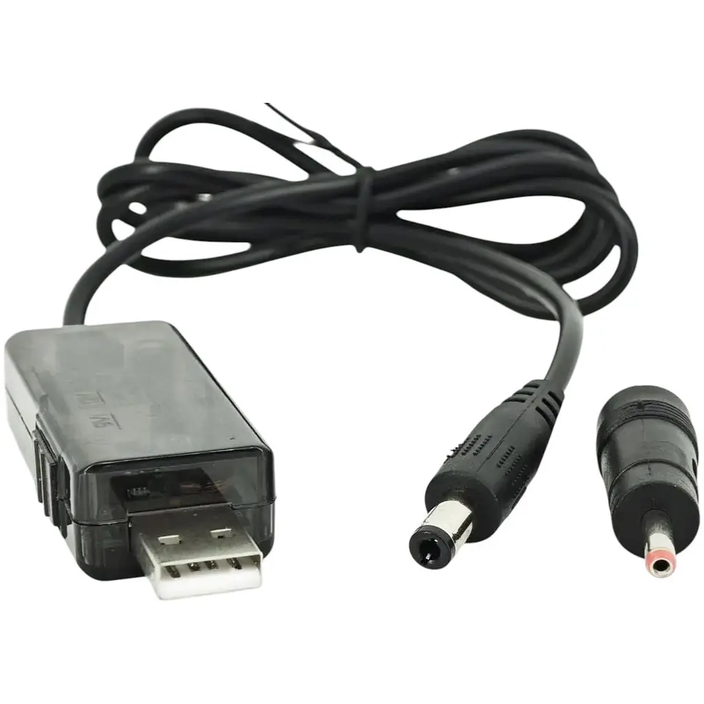 Кабель питания для роутера от повербанк с переключателем (USB 5V to 9V/12V) 5.5x2.5 (3.5x1.35)мм NEW - фото 2