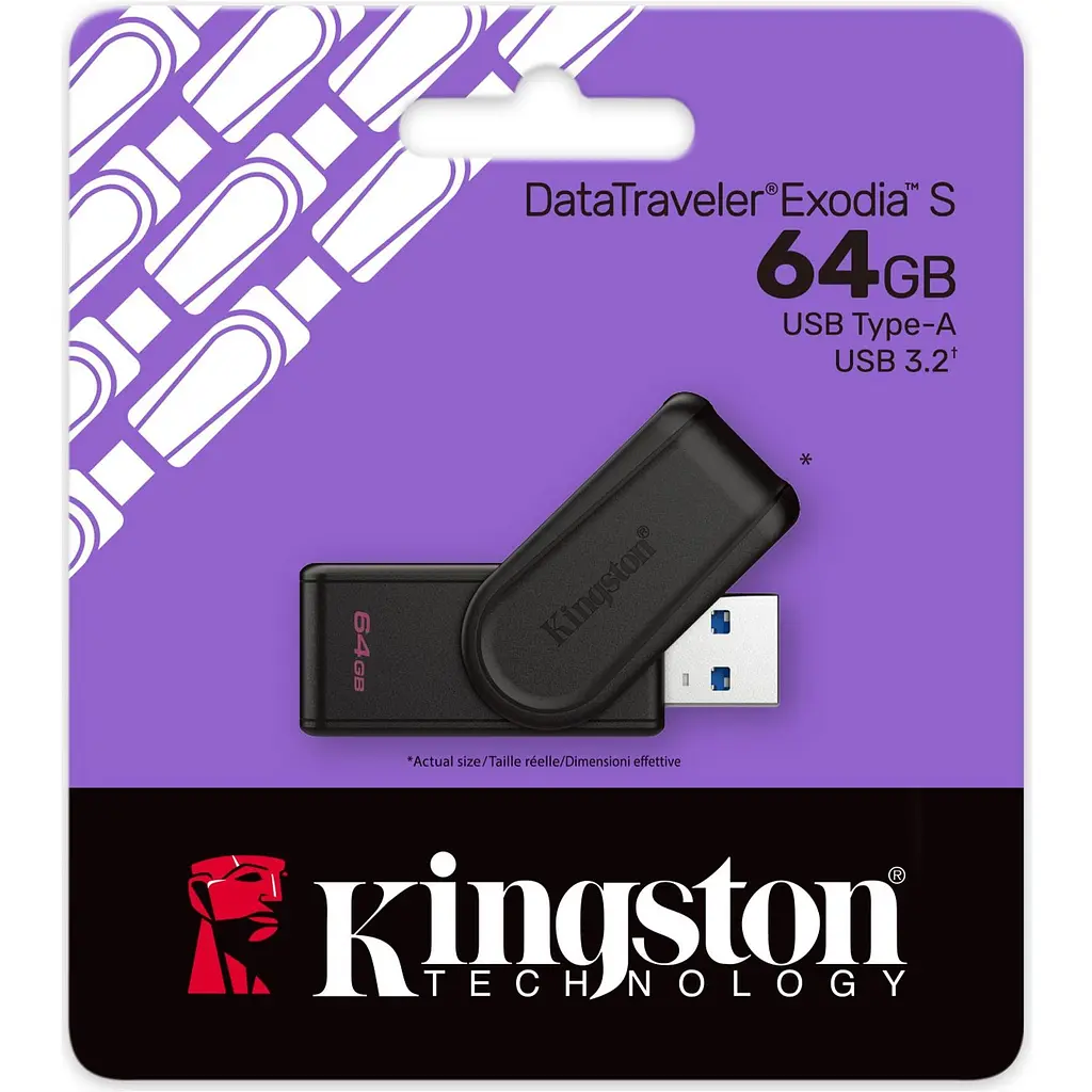 USB флеш-накопичувач Kingston DataTraveler Exodia S 64GB USB-A 3.2 Black (DTXS/64GB) [139606] - фото 4
