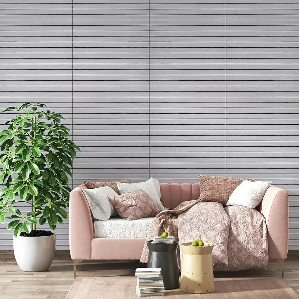 Покриття вінілове самоклеюче Wall Sticker 3D рейки 600х600х2.8мм Кедр срібний SW-00002198 - фото 4