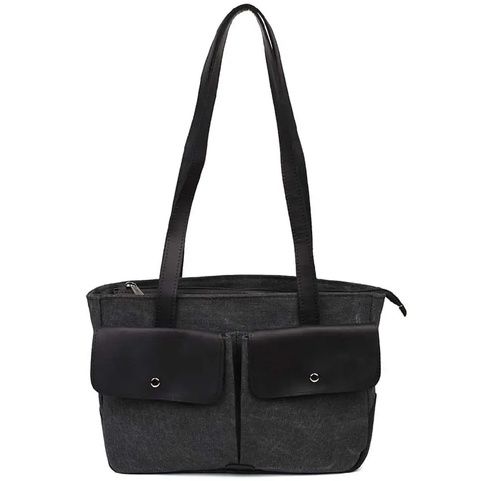 Жіноча сумка тоут з канвас та шкіри TARWA 25х35х9 см sum0028158 - фото 7