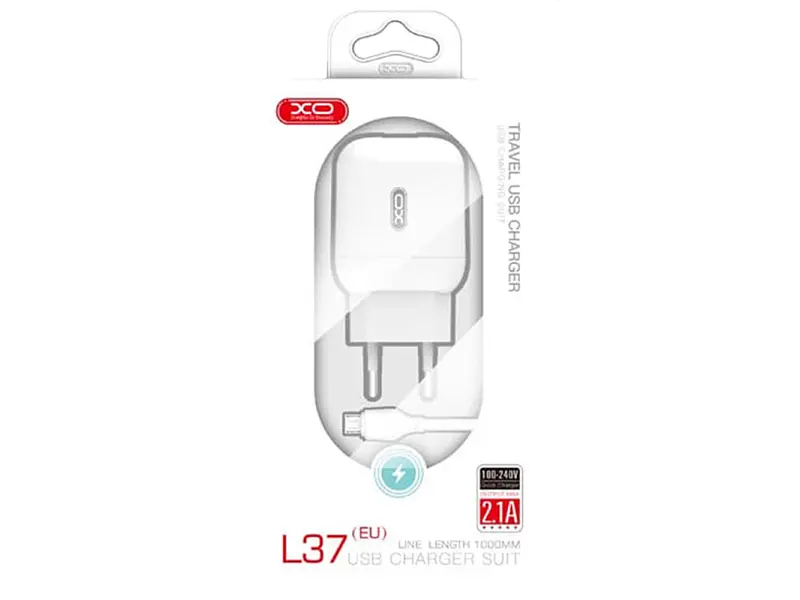 Зарядний пристрій XO L37 2.1 A/1USB + microUSB White - фото 2
