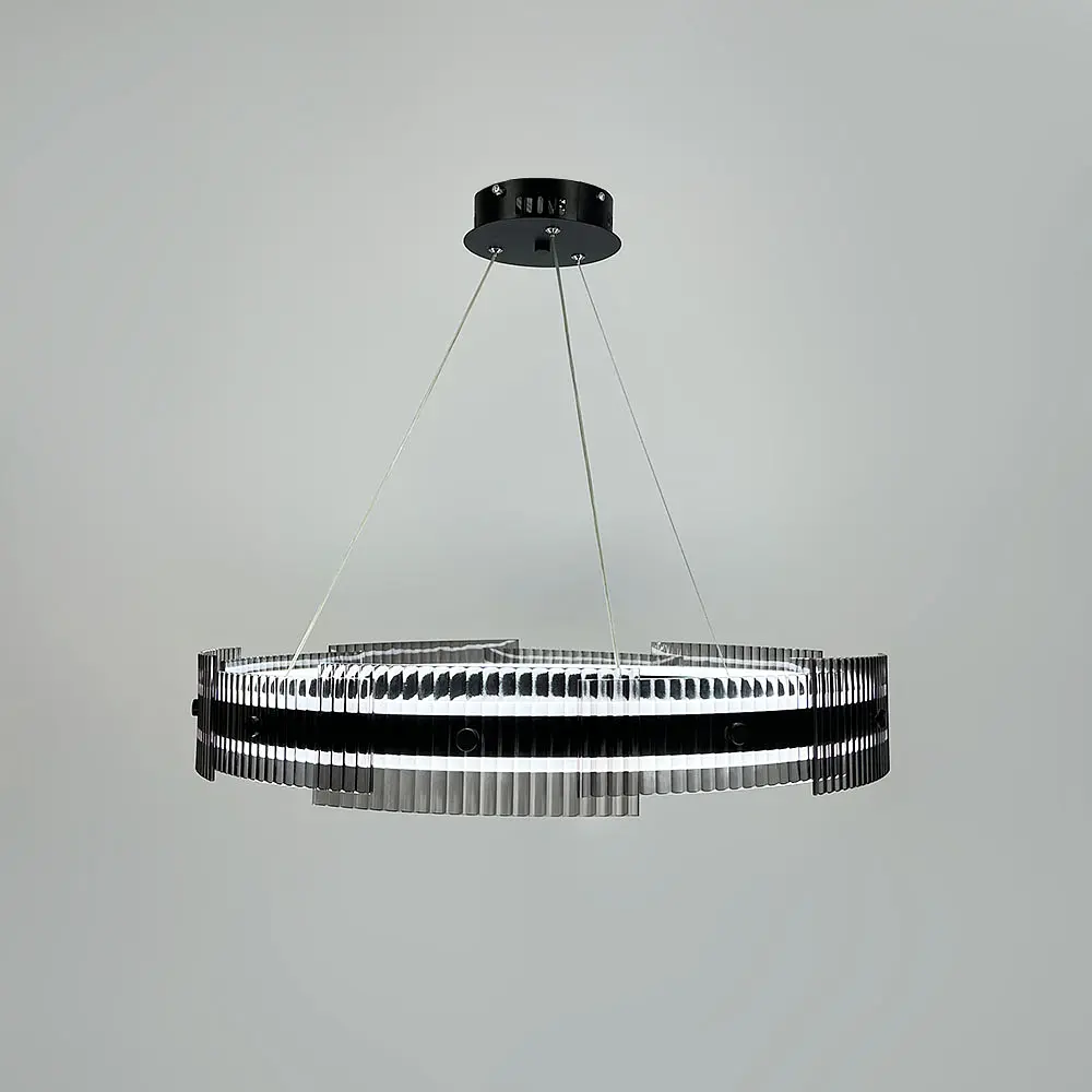 Черная кольцевая люстра с графитовыми пластинами Ø 80 см Line F | Ст. MJ233-800 BK - фото 2
