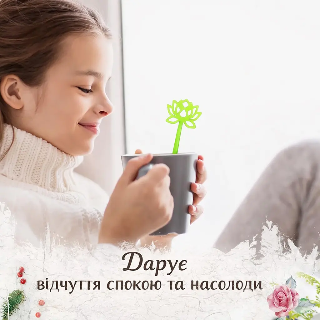 Заварник ситечко для заварювання для чаю силіконовий у формі квітки лотоса Салатовий 88281 - фото 7