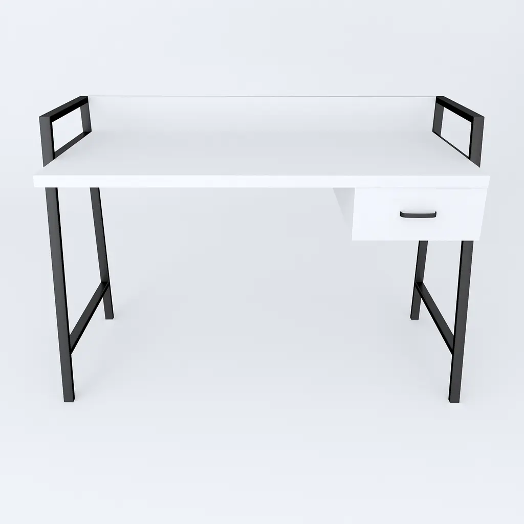 Письмовий стіл Ferrum-decor Комфорт 750x1000x600 Чорний метал ДСП Біле 32 мм (FRD-103422) - фото 3