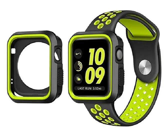 Силіконовий захисний корпус Primo для Apple Watch 38 мм Black/Yellow - фото 2