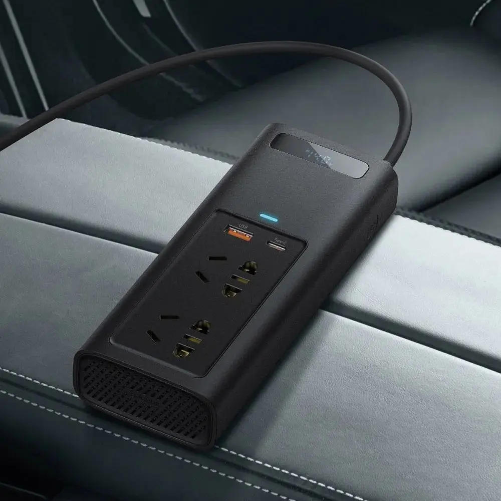Автомобильный инвертор Baseus In Car Inverter 150W (220V CN/EU) black - фото 3
