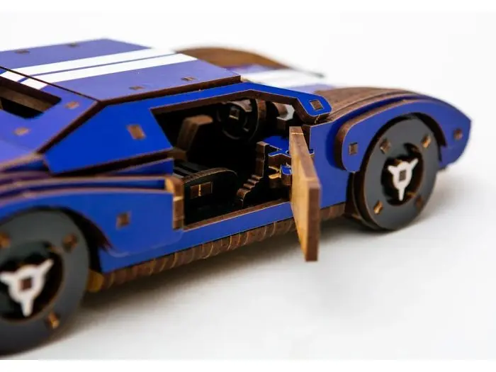 Дерев’яний 3D конструктор Fast car Gt, Puzzleоk (Puz-26915), 164 дет. (синій) - фото 5