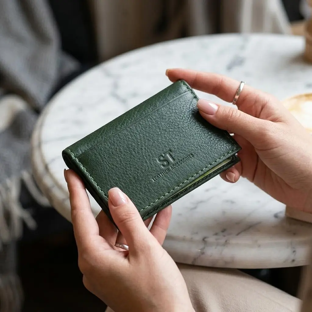 Візитниця-книга ST Leather 19215 зелена - фото 2