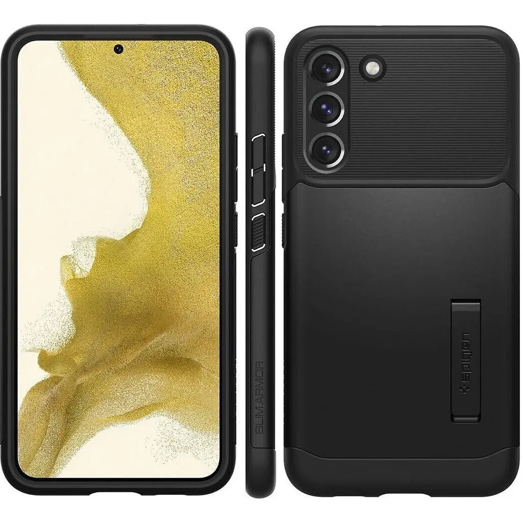 Оригинальный чехол с подставкой Spigen Slim Armor для Samsung Galaxy S22 Black ACS04013 SM-S906 - фото 4