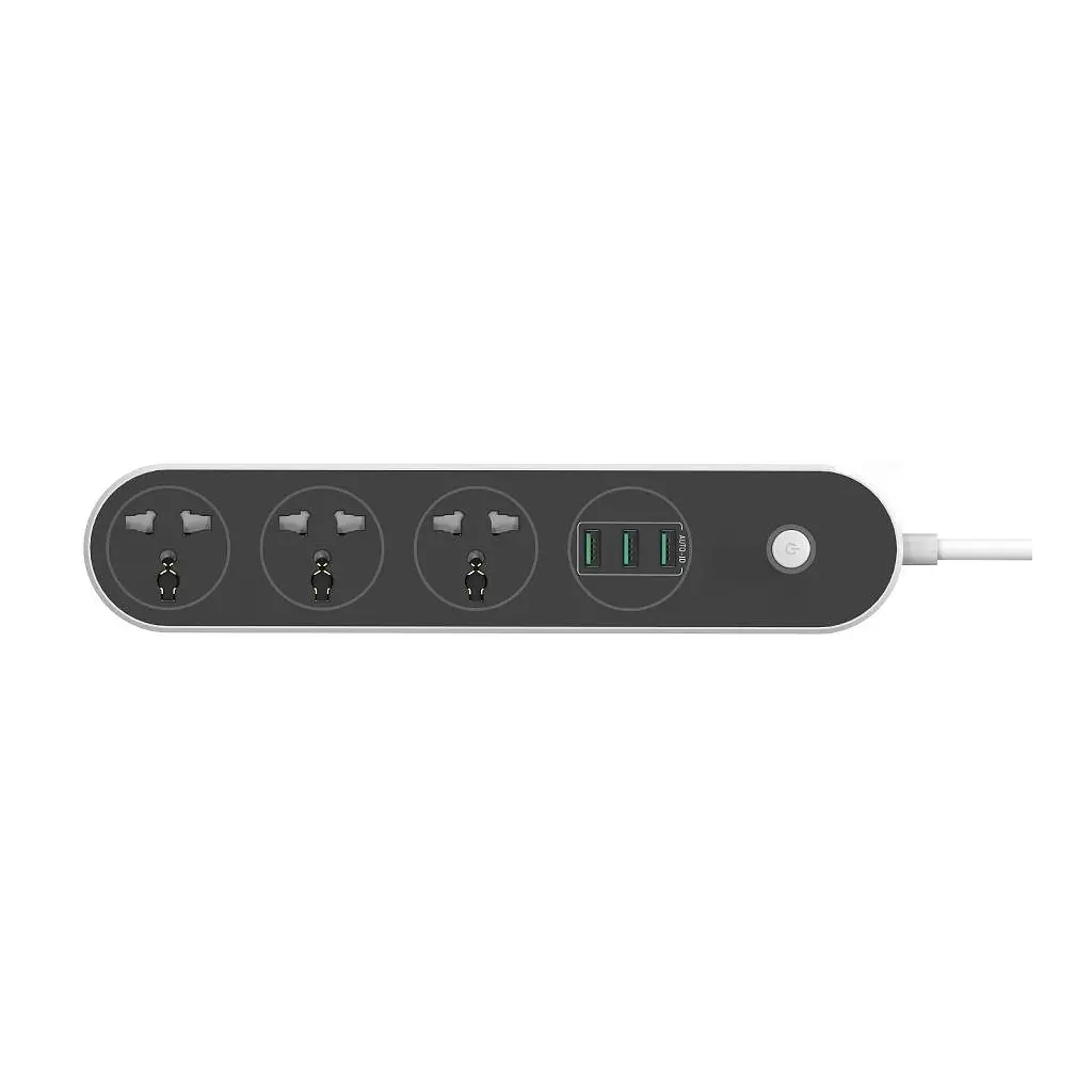 Мережевий фільтр живлення ColorWay CW-CHU33B, 3 розетки/3USB Black 1.8M (CW-CHU33B) - фото 2