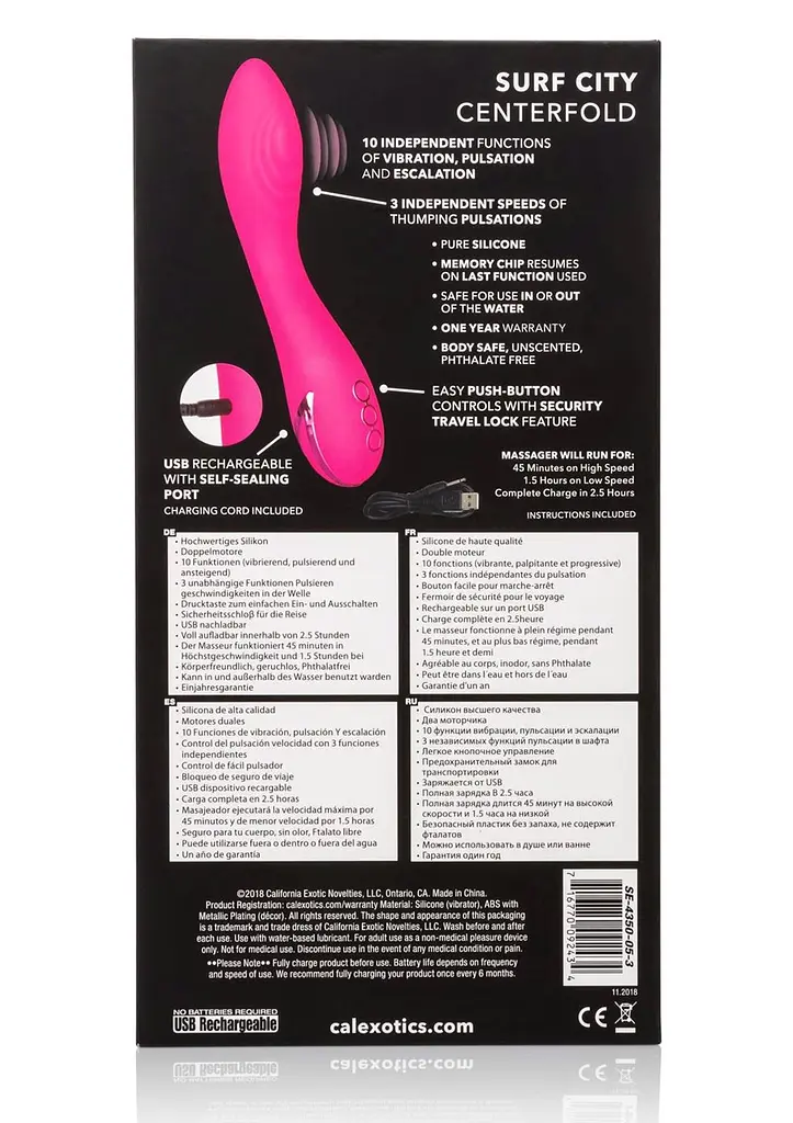 Вибратор CalExotics California Dreaming Surf City Centerfold 20.8 см розовый - фото 7