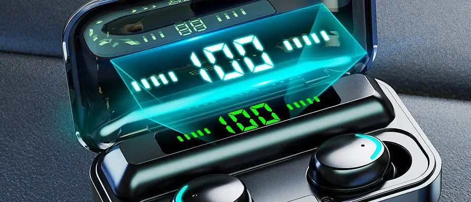Бездротові сенсорні навушники із цифровим зарядним кейсом TWS BTH-F9-5 Bluetooth блютуз гарнітура - фото 4