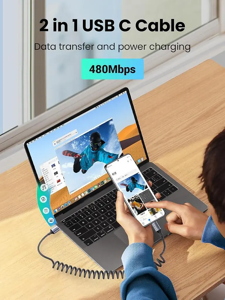 Кабель UGREEN US554 USB to Type-C PD QC 4.0/3.0 100W/6A for Huawei P60/ Mate 60 Pro and Xiaomi Supercharge 2M Space Gray - фото 5