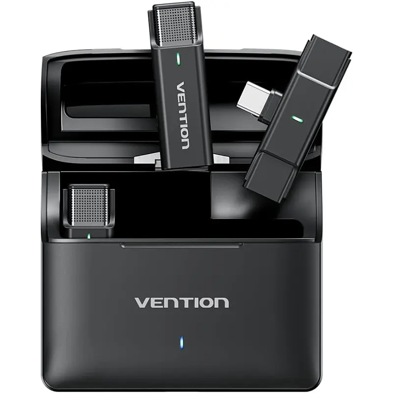 Бездротовий подвійний петличний мікрофон Vention USB-C 2-Pack Wireless Lavalier with Charging Case - фото 10