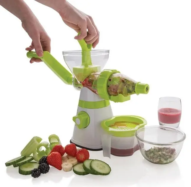 Соковижималка cоковитискач ручний шнековий багатофункціональний Guoyuan XD Design Manual Slow Juicer, Meileyi Салатовий 84797 - фото 2