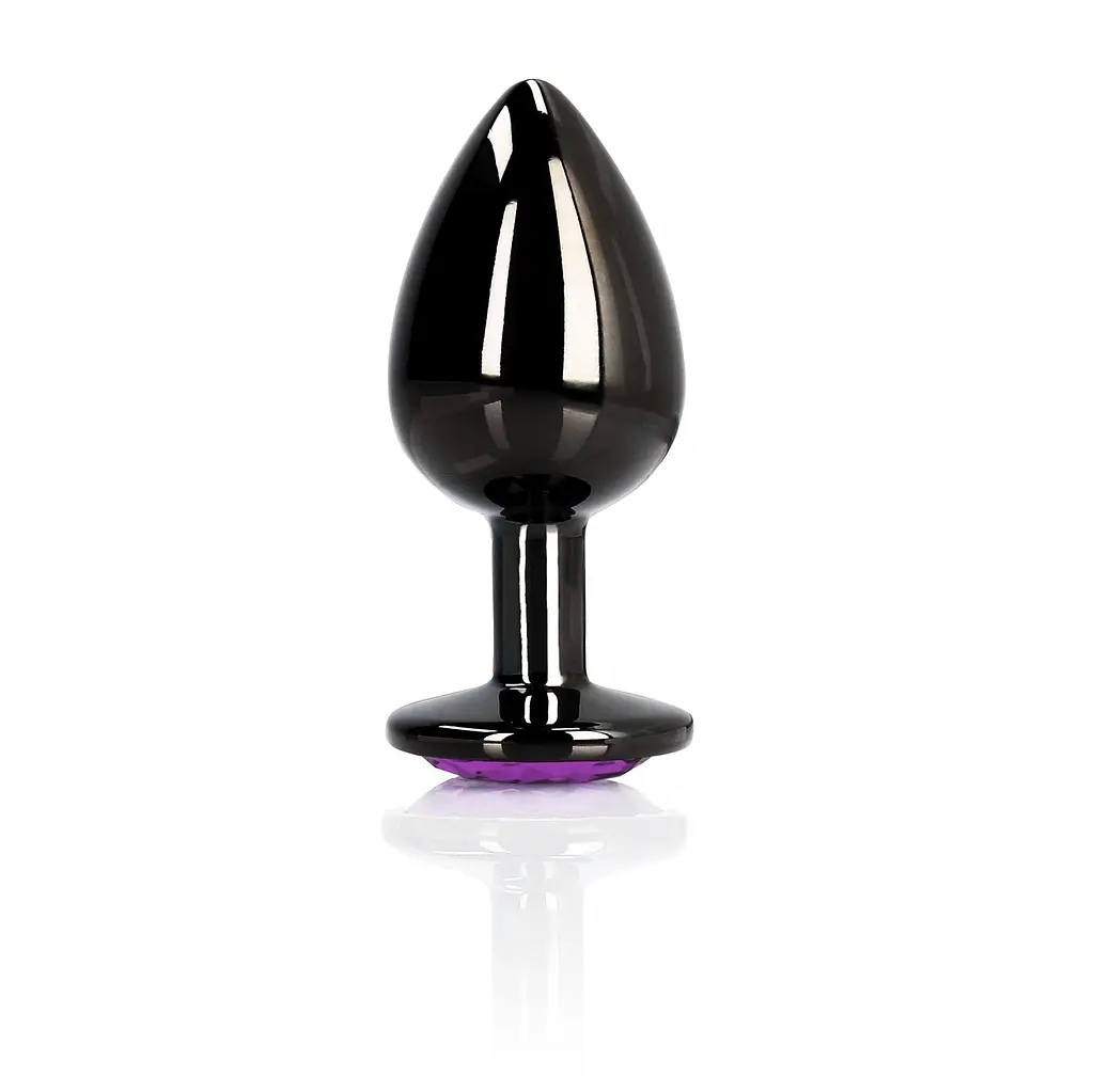 Анальна пробка Ouch! Heart Gem Butt Plug Large, 9.3 см (чорний) - фото 3