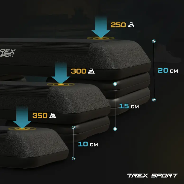 Степ платформа Trex Sport TX-038PAS до аеробіки 3-рівнева чорна - фото 9